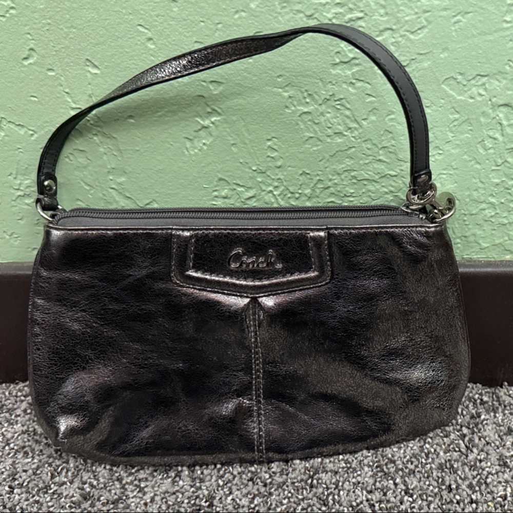 Sparkly Dark Silver Coach Clutch